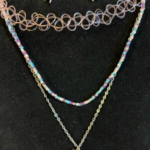 Unicorn 3 piece necklace set with stud earrings Tanya creations new on card 15”